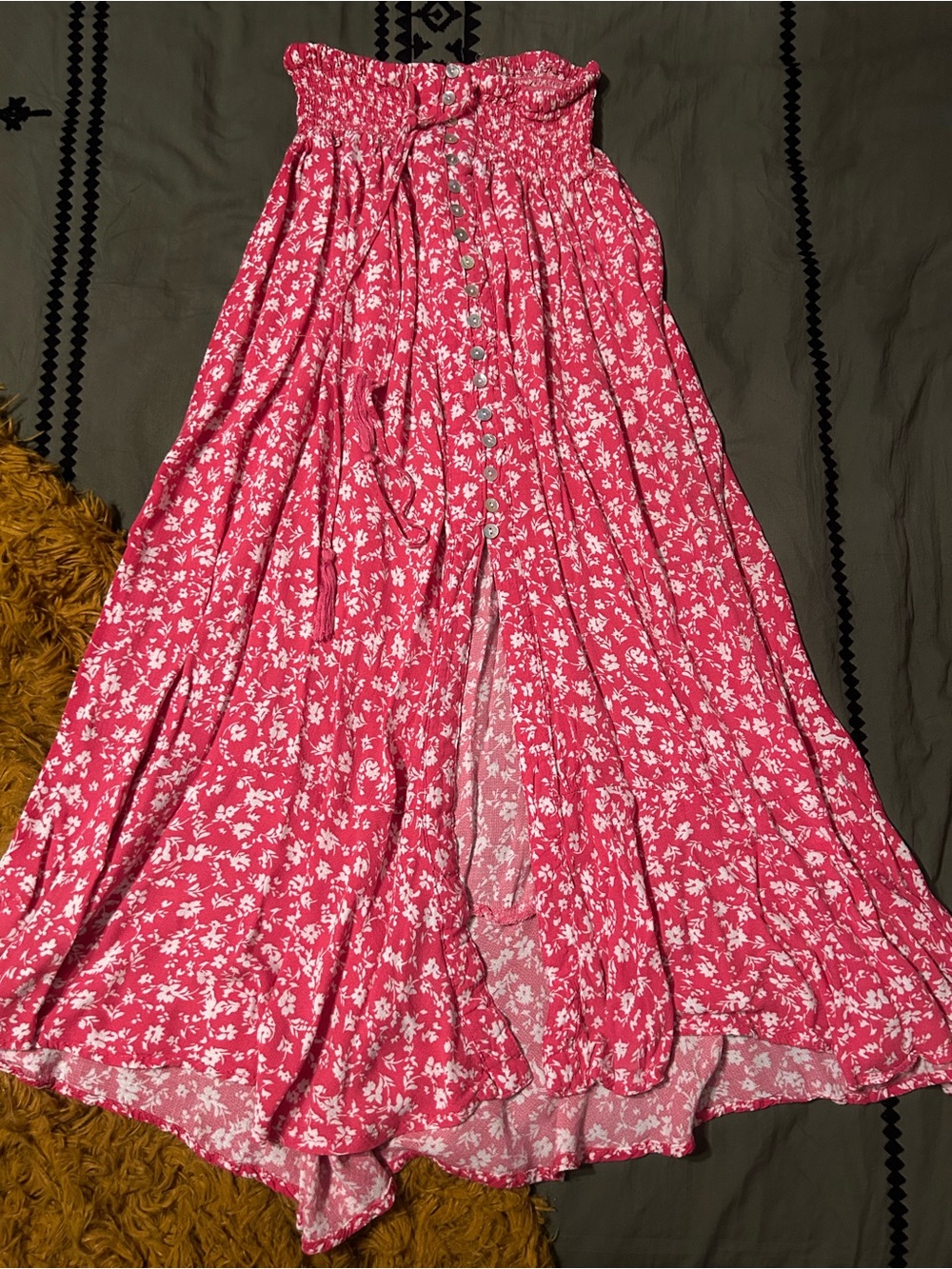 Rachel Zoe Women’s Pink Floral Maxi Skirt - Smocked Waist